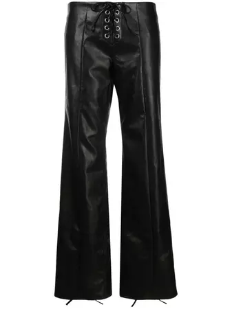 ROTATE lace-up faux-leather Trousers - Farfetch