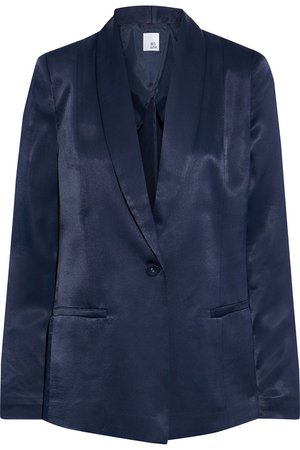 Midnight blue Star satin-twill blazer | Sale up to 70% off | THE OUTNET | IRIS & INK | THE OUTNET