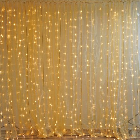 20FT x 10FT 600 Sequential Gold LED Lights BIG Wedding Party Photography Organza Curtain Backdrop | eFavorMart