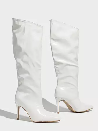 Patent Leather Stiletto Slouchy Calf Boots In WHITE | ZAFUL 2024