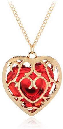 Amazon.com: AILUOR The Legend of Zelda Skyward Sword Heart Crystal Necklace Container Keychain Cosplay Created Sapphire Ruby Big Heart Pendant Anime Jewelry Valentines Gifts for Women Girl (Red): Clothing