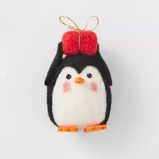 Boiled Wool Penguin With Present Christmas Tree Ornament - Wondershop™ : Target