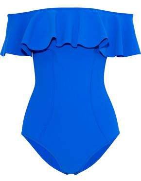 Mira Off-the-shoulder Ruffled Bonded Swimsuit