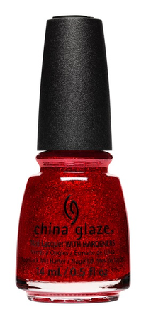Red glitter, nail polish
