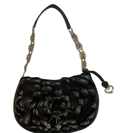 black flower metal charm shoulder bag