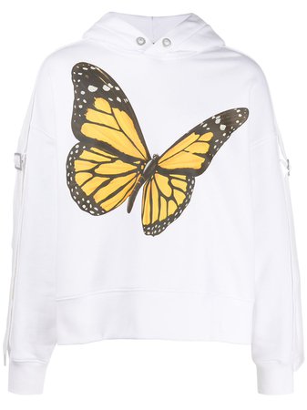 Palm Angels Butterfly-Print Buckle-Strap Hoodie Ss20 | Farfetch.com