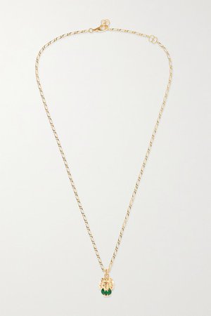 Gucci | 18-karat gold, chrome diopside and diamond necklace | NET-A-PORTER.COM