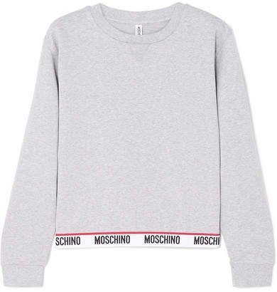 Intarsia-trimmed Stretch-cotton Jersey Sweatshirt - Gray