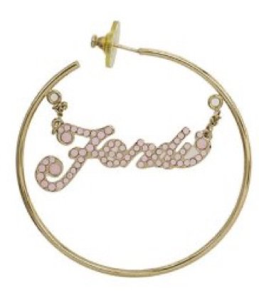 Fendi Fever Pink Enamel Gold Tone Hoop Earrings