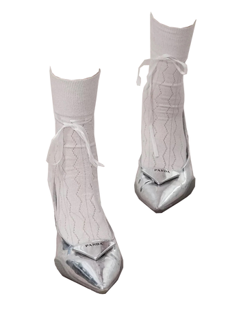 white socks with silver prada pumps