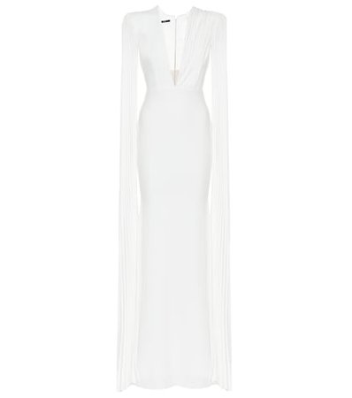 Clemence tulle-trimmed crêpe gown