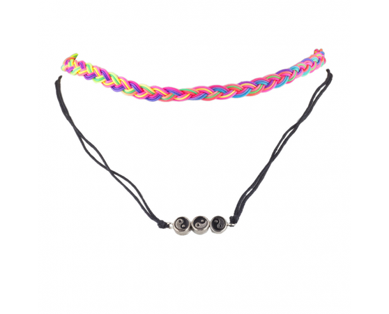 Bright Neon Color Layer Kitschy Hippie Choker Necklace Set 2PCS - Necklaces