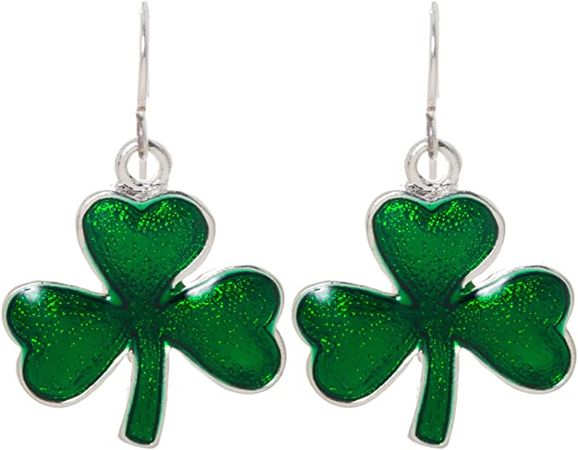 Amazon.com: Artisan Owl - Irish Shamrock Green Enamel Good Luck Charm Clover Dangle Earrings: Clothing, Shoes & Jewelry