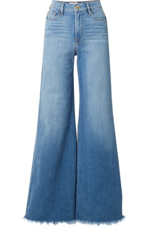 FRAME | Le Palazzo frayed high-rise wide-leg jeans | NET-A-PORTER.COM