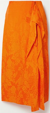 the attico orange jacquard skirt