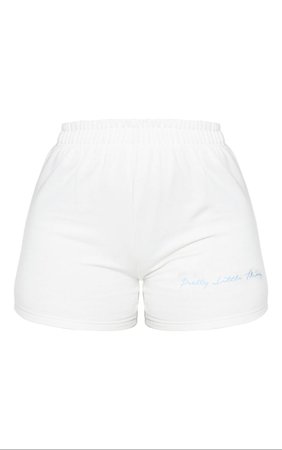 Plt Shape Cream Embroidered Sweat Shorts | PrettyLittleThing