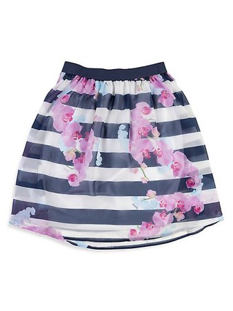 GUESS Girl's Striped Floral Chiffon Midi Skirt | TheBay