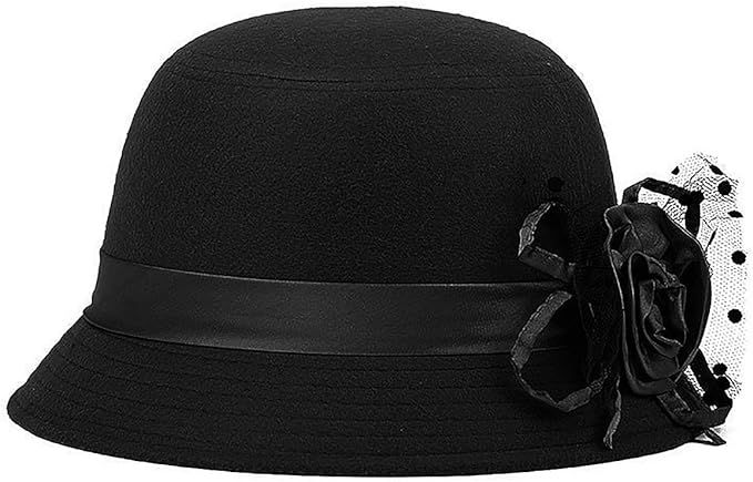 Glamorstar Vintage Felt Cloche Hat Winter Floral Fedora Bucket Hat Bowler Hats (as1, Alpha, one_Size, Sapphire Blue) at Amazon Women’s Clothing store