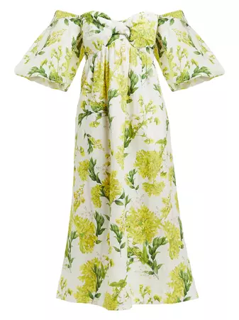 Shop Mestiza New York Emilie Off-The-Shoulder Linen-Blend Midi-Dress | Saks Fifth Avenue