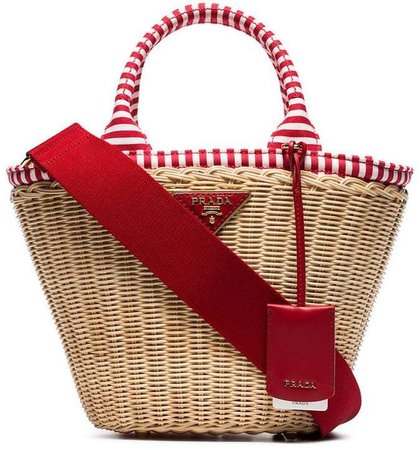 beige, white and red middolino straw basket bag