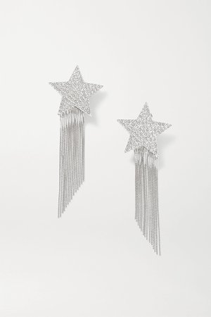 Silver Silver-tone crystal clip earrings | SAINT LAURENT | NET-A-PORTER