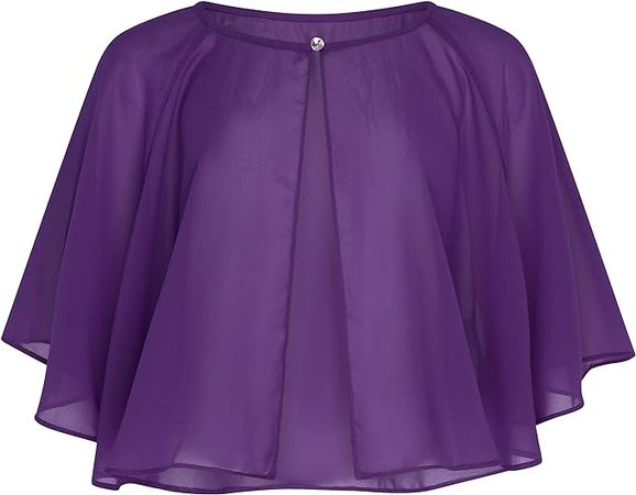 BOLEROSE Soft Wedding Wrap Evening Sheer Chiffon Cover Up Cape Shawl (Lilac, One Size) at Amazon Women’s Clothing store