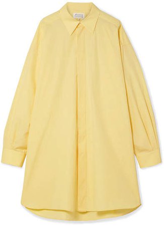 Oversized Cotton-poplin Shirt - Pastel yellow