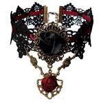 Bordeaux and Black Lace Gothic Rose Choker – Angel Clothing