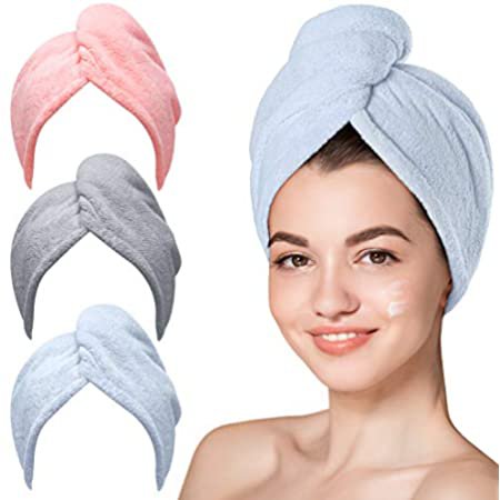 Amazon.com : YoulerTex Microfiber Hair Towel Wrap for Women, 2 Pack 10 inch X 26 inch, Super Absorbent Quick Dry Hair Turban for Drying Curly, Long, Thick Hair(Purple+Gray) … : Beauty