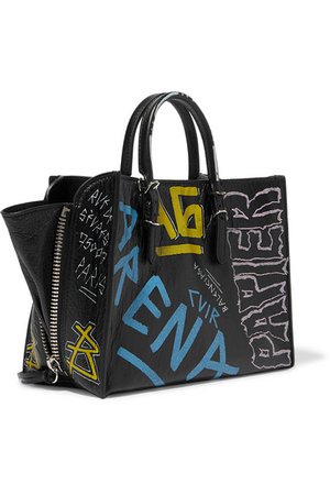 Balenciaga | Papier ZA A6 Graffiti printed textured-leather tote | NET-A-PORTER.COM