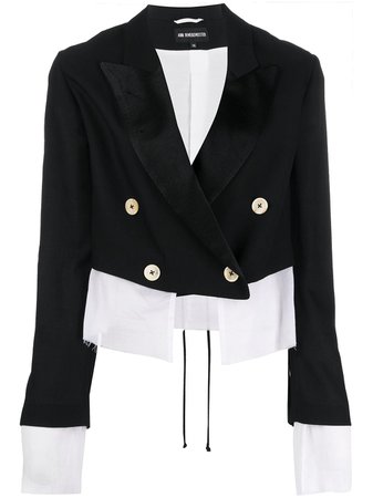 Ann Demeulemeester Two Tone double-breasted Jacket - Farfetch