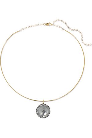Larkspur & Hawk | Lady Olivia 14-karat gold and rhodium-dipped quartz necklace | NET-A-PORTER.COM