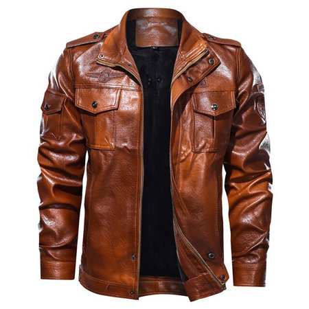 New Fashion Men's Brown Leather Jacket Vintage Style Outwear Coat Men Autumn Winter Motorcycle Jacket Casual Overcoat Plus Size _ - AliExpress Mobile
