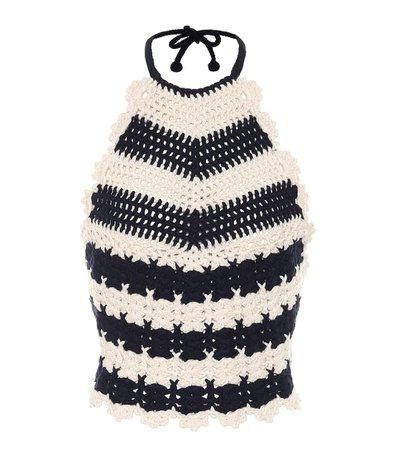 Gucci - Striped wool-crochet halterneck top | Mytheresa