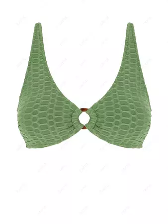 ZAFUL Honeycomb Textured O Ring Bikini Top In DEEP GREEN | ZAFUL 2024