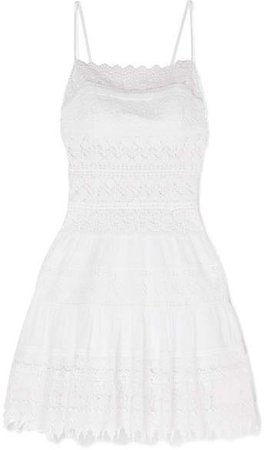 Charo Ruiz Crocheted Lace Cotton-blend Mini Dress - White
