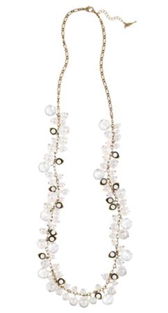 pearl + crystal drops long necklace