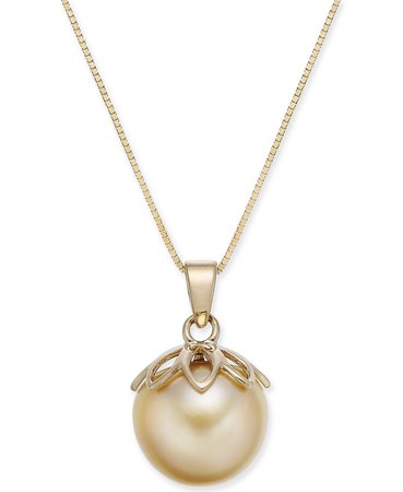 Macy's 14k Gold Cultured Golden South Sea Pearl Pendant Necklace