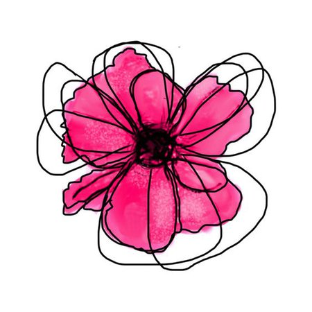 Black Ink & Pink Watercolor Flower