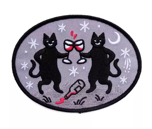 Cheers Embroidered Iron on Patch black Cats Drinking - Etsy Sweden