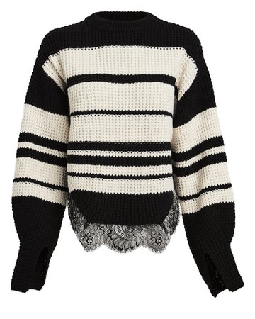 Striped Lace-Trimmed Sweater