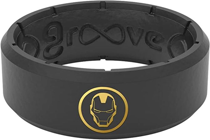 Groove Life Marvel Icon Edge Silicone Ring - Breathable Rubber Wedding Rings for Men, Lifetime Coverage, Unique Retro Design, Comfort Fit Ring|Amazon.com