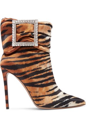 Alexandre Vauthier | Yasmine embellished tiger-print satin ankle boots | NET-A-PORTER.COM