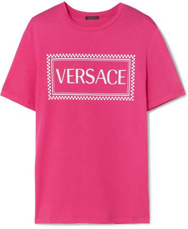 Printed Cotton-jersey T-shirt - Pink