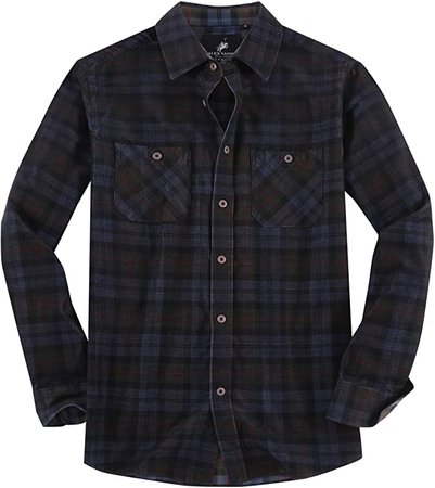 Alex Vando Mens Button Down Shirts Regular Fit Long Sleeve Casual Plaid Flannel Shirt, Navy/Burgundy/Brown, S at Amazon Men’s Clothing store