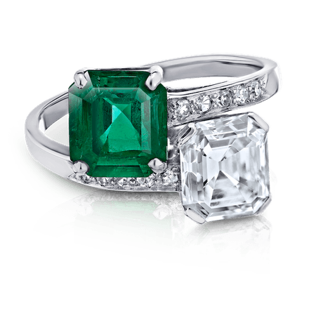 emerald & diamond cartier band ring