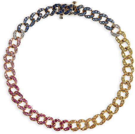 Mini Rainbow Pave Gemstone Link Bracelet