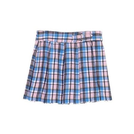 pink and blue plaid pleated skirt