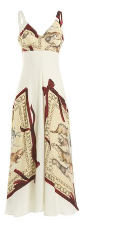 Victoria Beckham Printed Matte Satin Midi Slip Dress