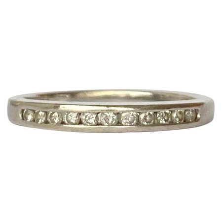 Vintage Diamond and 18 Carat White Gold Half Eternity Band For Sale at 1stDibs